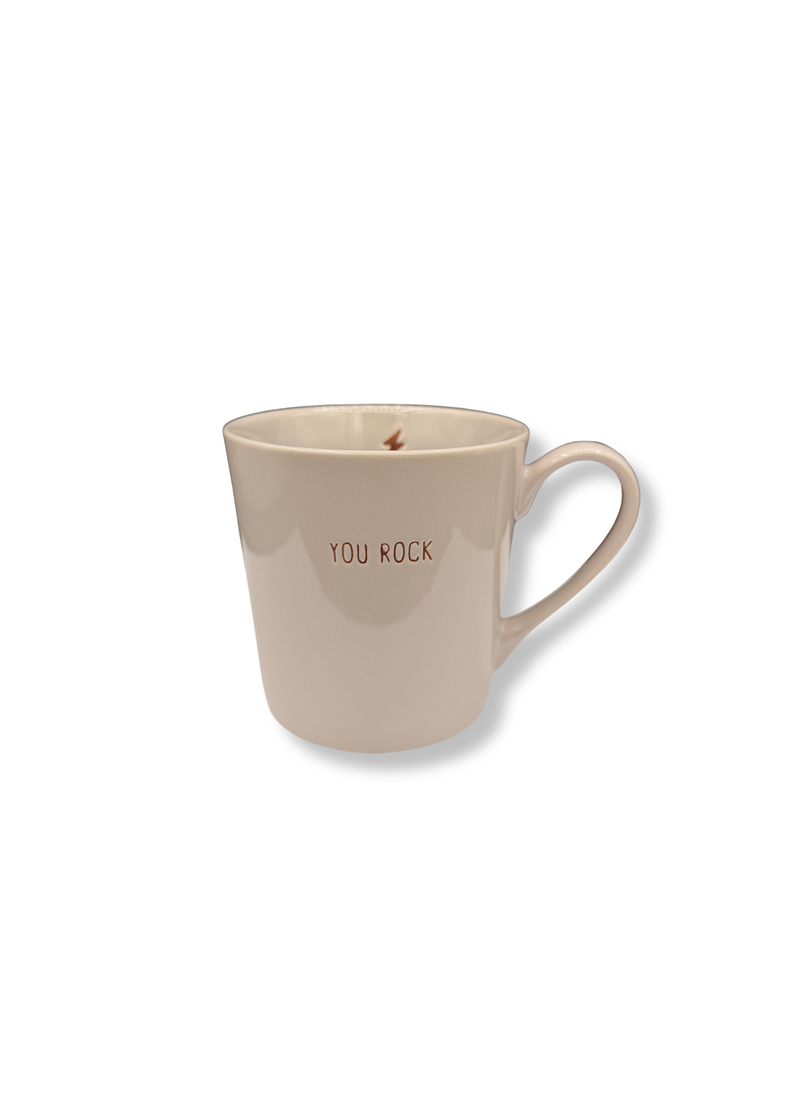 Mok met tekst ‘You Rock’ – Beige
