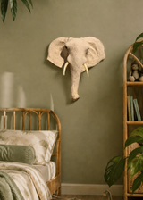 Clayre & Eef Wanddecoratie Olifantenkop – Beige