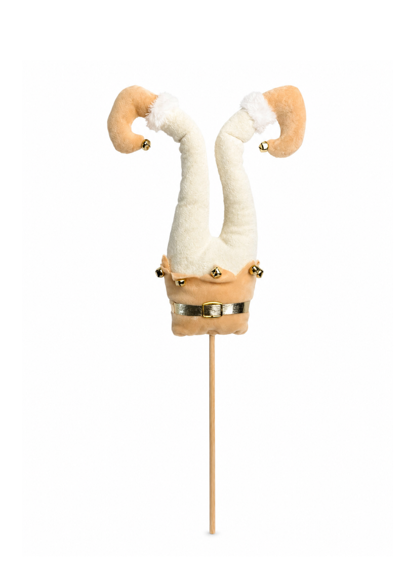 Kerstelf beentjes op stok - wit/beige