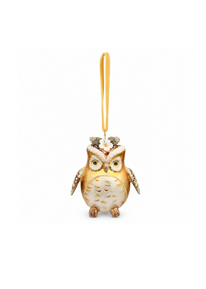 Kerstornament uil glas