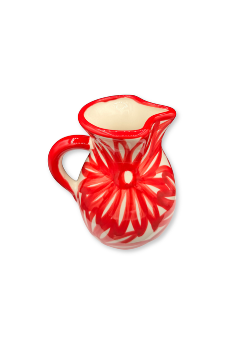Decoratieve kan met bloemenprint – Rood & crème | J-Line