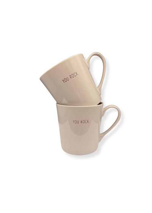 Mok met tekst ‘You Rock’ – Beige