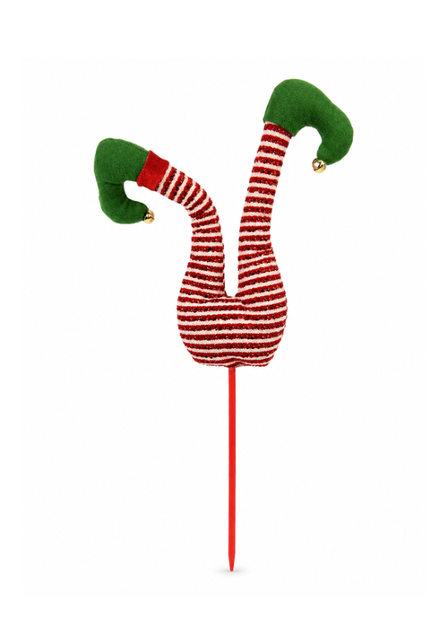 Kerstelf beentjes op stok - groen/rood