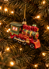 Glazen kerstornament trein