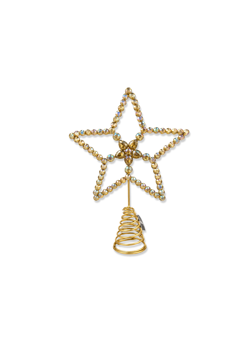 Goudkleurige kerstpiek ster met steentjes