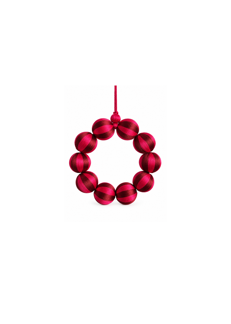 Luxe kerstkrans roze met kerstballen - klein
