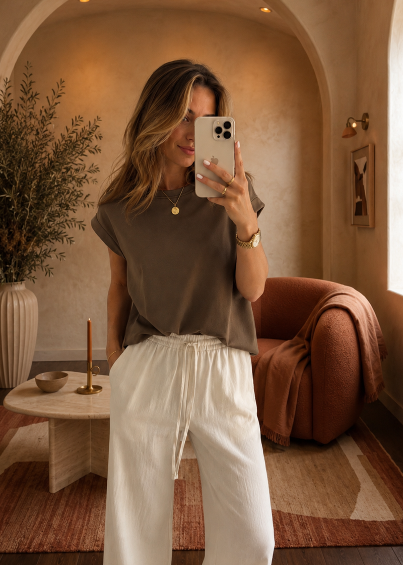 T-shirt mouwloos – Donkerbruin