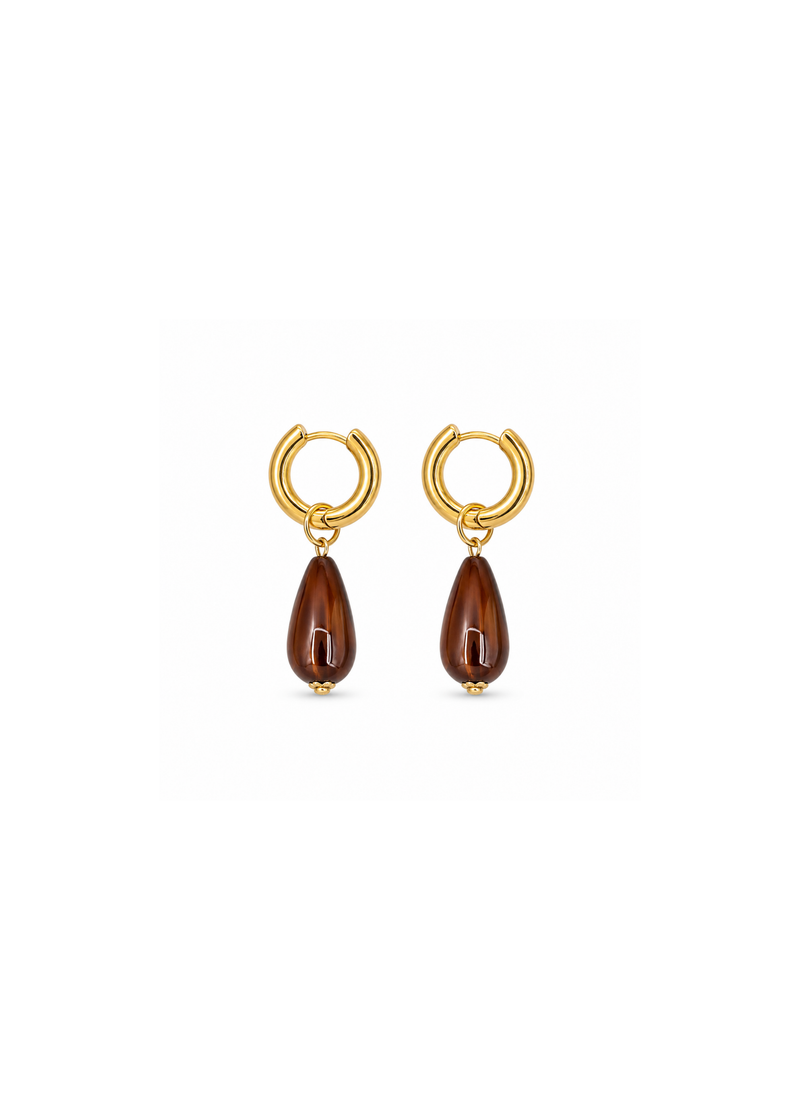 Oorbellen amber drop