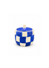 Geruite opbergpotje blauw