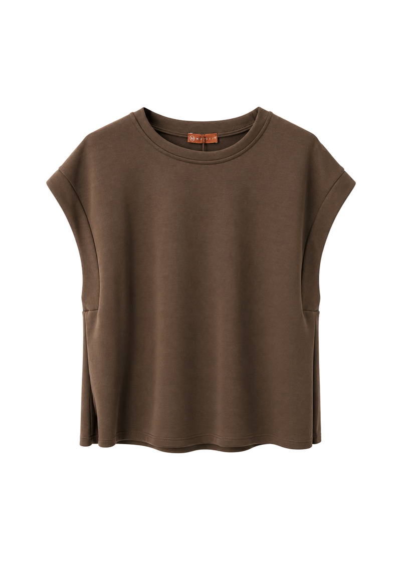 T-shirt mouwloos – Donkerbruin