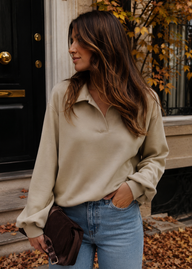 Mooij sweater met kraag – Beige