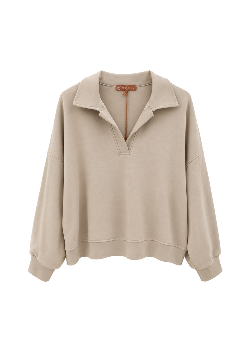 Mooij sweater met kraag – Beige
