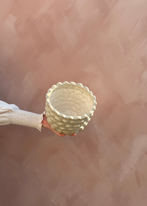 Bloempot met Schubbenstructuur – Beige | 3 maten