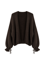 Gebreid vest met strikjes – Donkerbruin