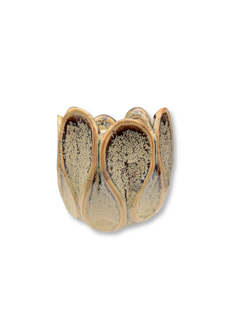 Bloempot middel – Beige & Bruin