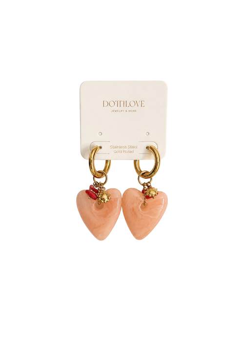 Dottilove hart statement oorbellen – Peach
