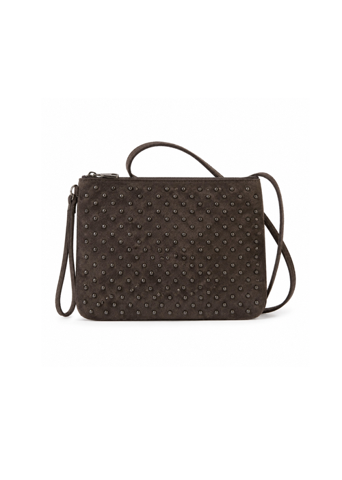 Bruine crossbody tas met studs