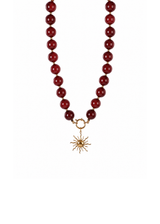 Kralen ketting met zonbedel – Bordeaux/Goud