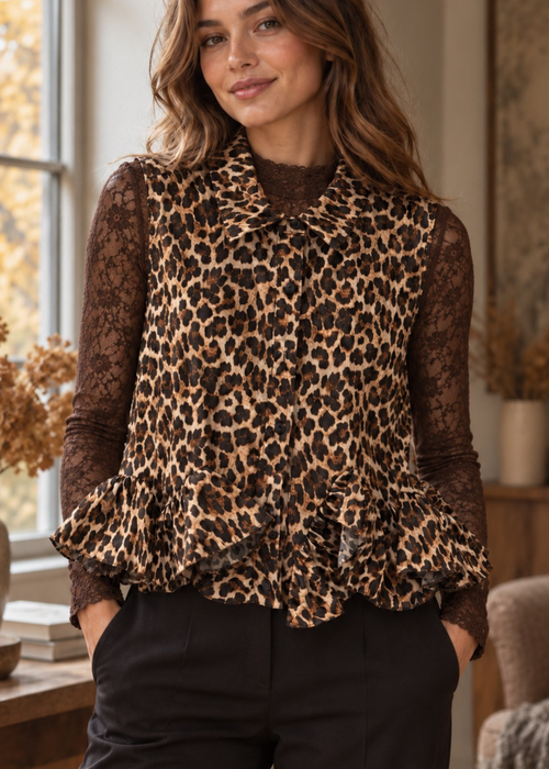 Blouse leopard ruffle