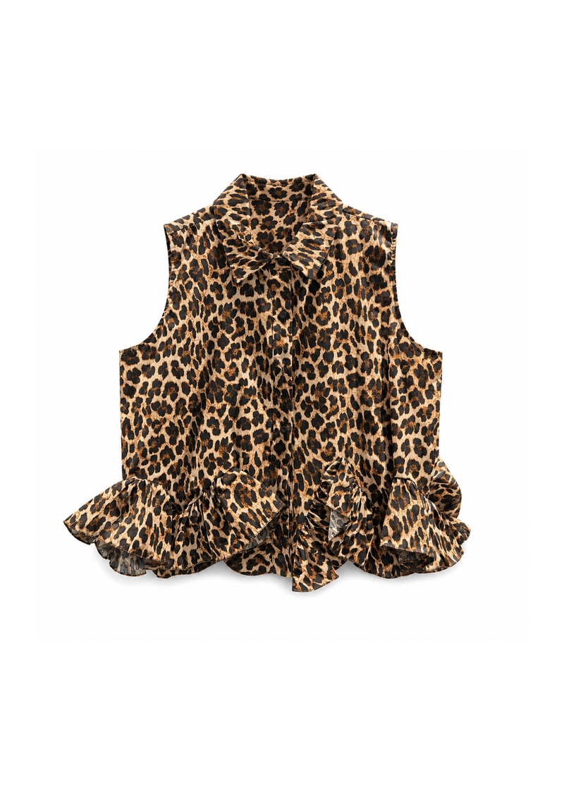 Blouse leopard ruffle