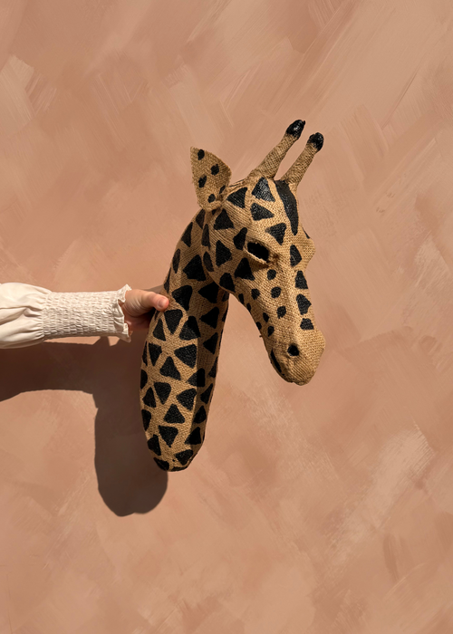 Wanddecoratie giraffekop – naturel & zwart