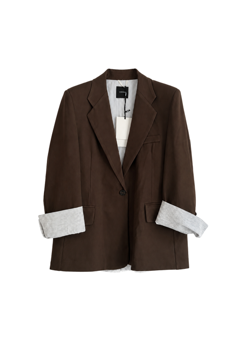 Donkerbruine blazer met rugdetail