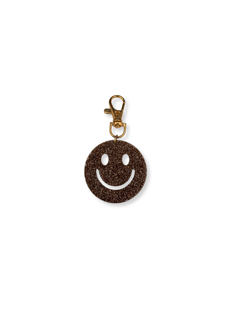 Sleutelhanger smiley met glitters