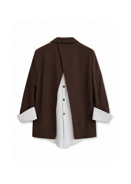 Donkerbruine blazer met rugdetail
