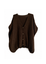 Oversized gebreid pull-over donkerbruin