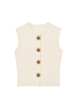 Mouwloze top met zonknopen – Off White