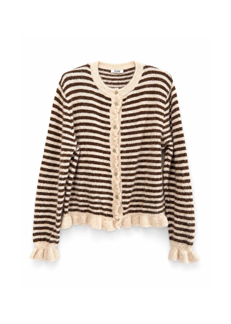 Gestreept vest crème/donkerbruin