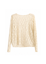 Kanten longsleeve top crème