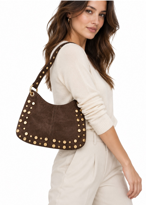 Schoudertas met studs - 2 kleuren