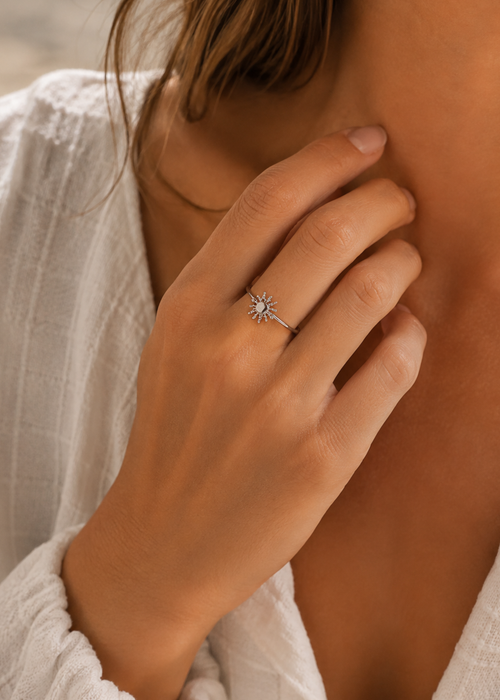 Zilverkleurige verstelbare ring - zon