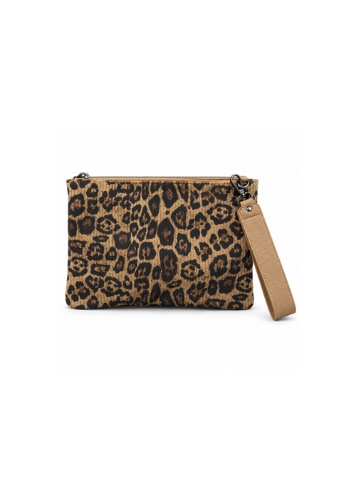 Stoffen crossbody tas met panterprint