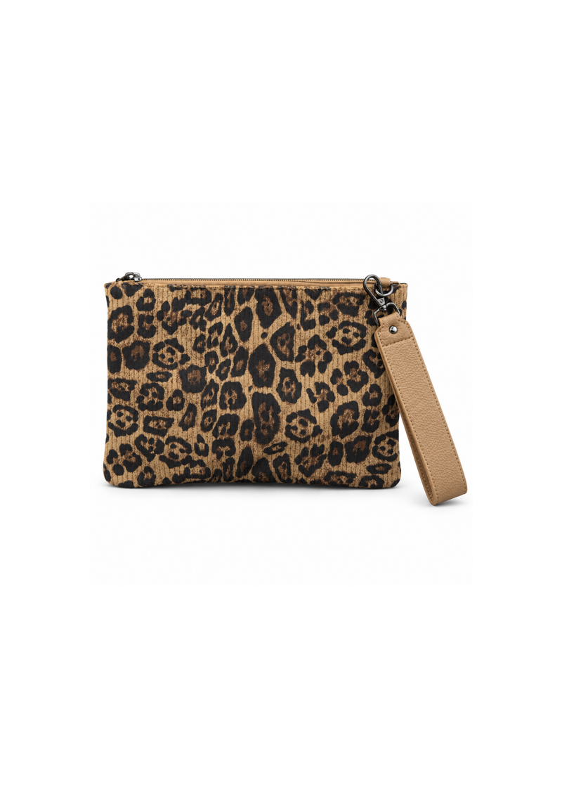 Stoffen crossbody tas met panterprint
