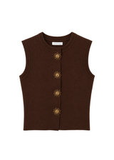 Mouwloze top met zonknopen – Bruin