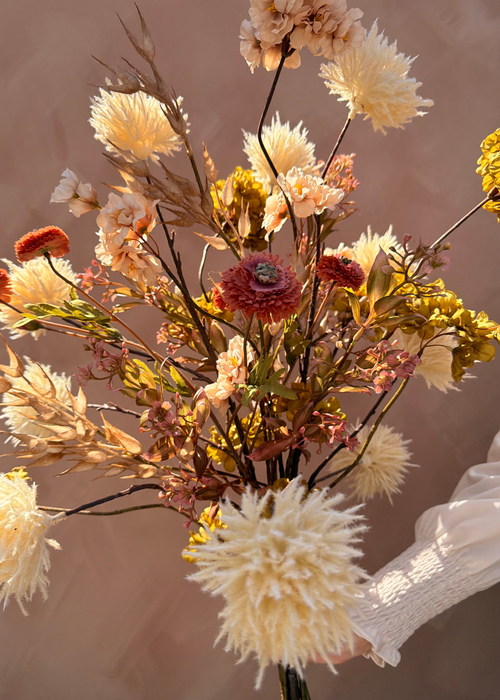 Kunstboeket in roze/naturel
