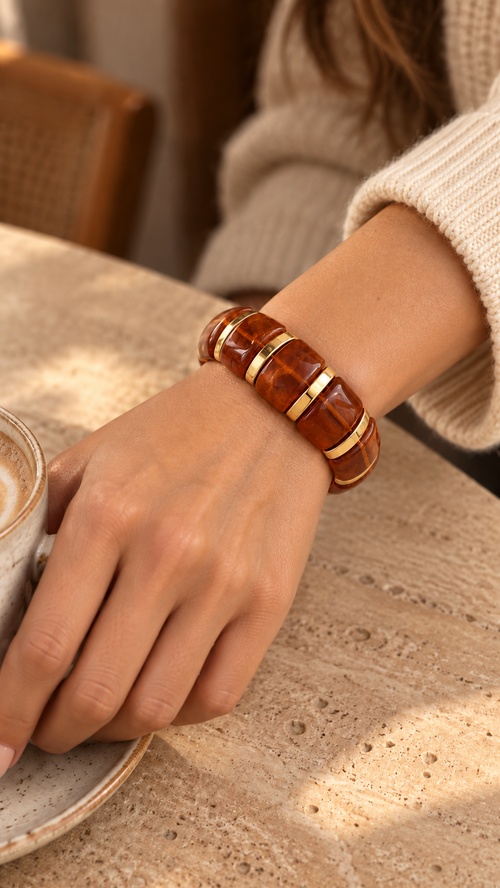 Statement armband bruin