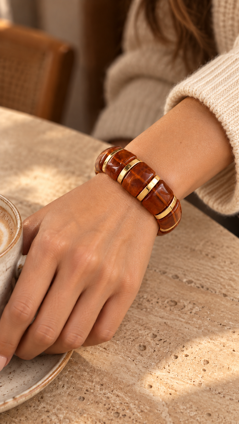 Statement armband bruin