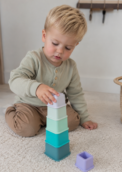 Siliconen Stapeltoren Blauw – 7-delig