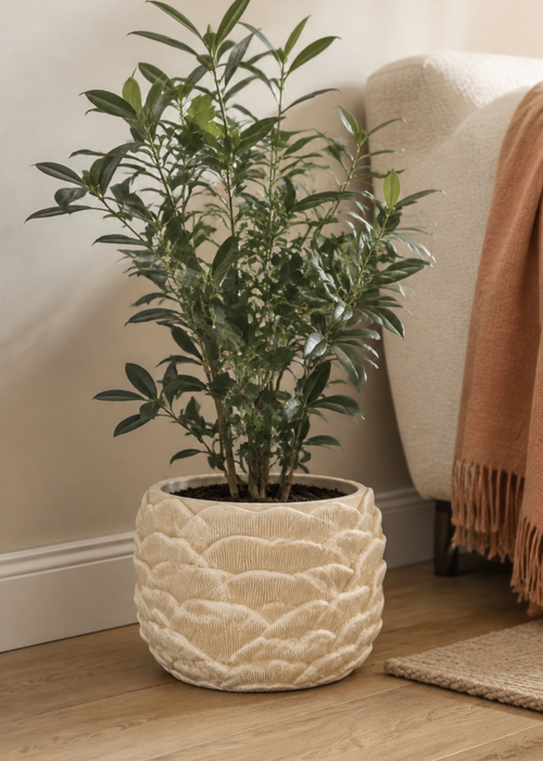 J-Line Bloempot met Reliëf – Beige