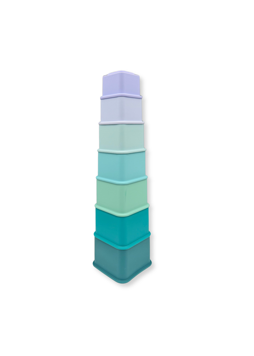 Siliconen Stapeltoren Blauw – 7-delig