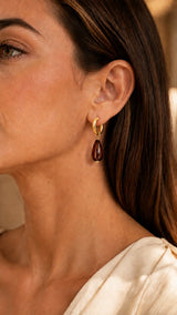 Oorbellen amber drop