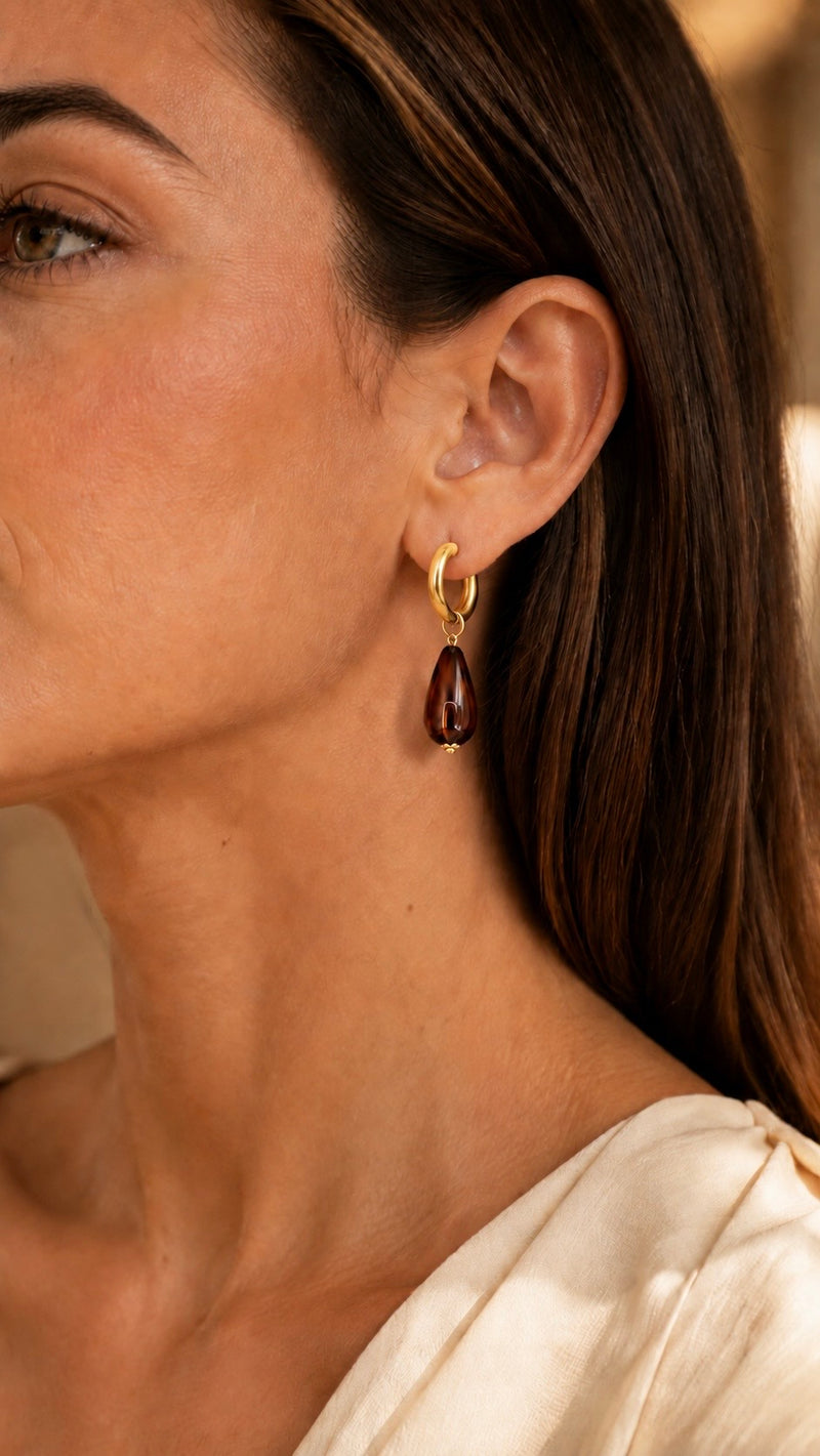 Oorbellen amber drop