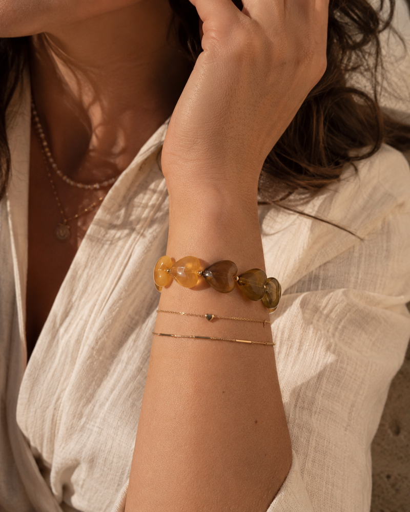Armbandje met hartjes kralen