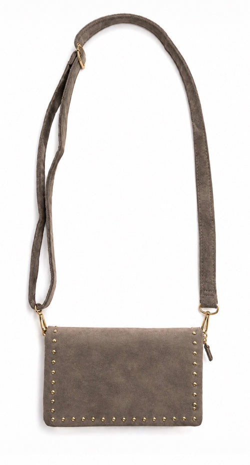 Camel crossbody tasje met gouden studs - 3 kleuren