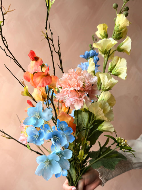 Kleurrijk boeket blauw/roze