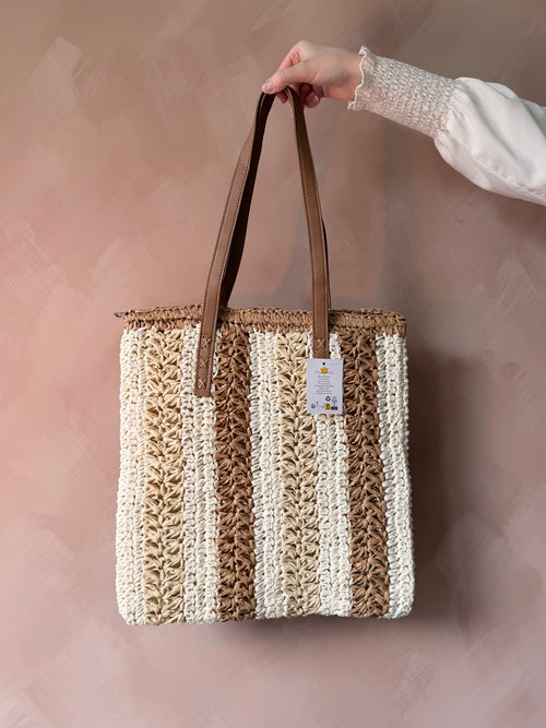 Rieten tas in naturel tint