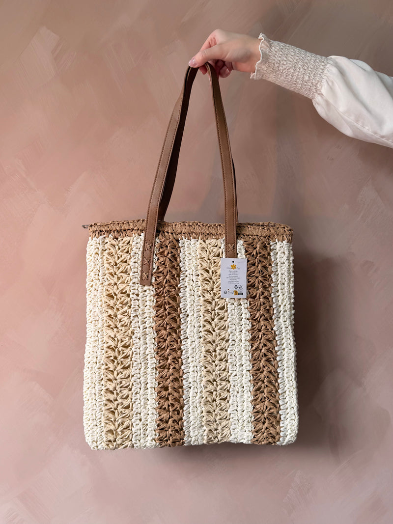 Rieten tas in naturel tint